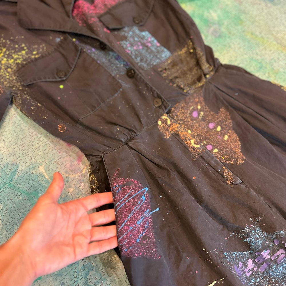 80s Splatter Paint Fish Jumpsuit - Picture 6 of 14